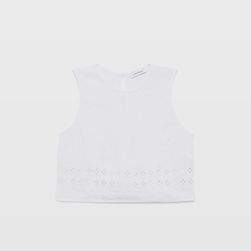 클럽모나코 Linen Eyelet Cropped Shell Top