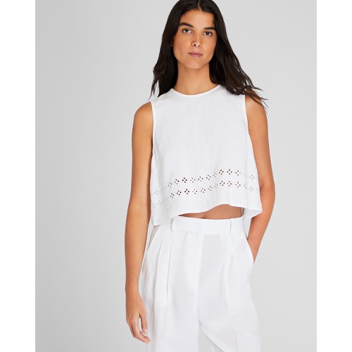 클럽모나코 Linen Eyelet Cropped Shell Top