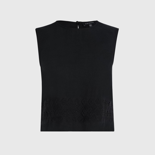 클럽모나코 Linen Eyelet Cropped Shell Top