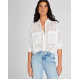 Sheer Floral Button-Down Shirt