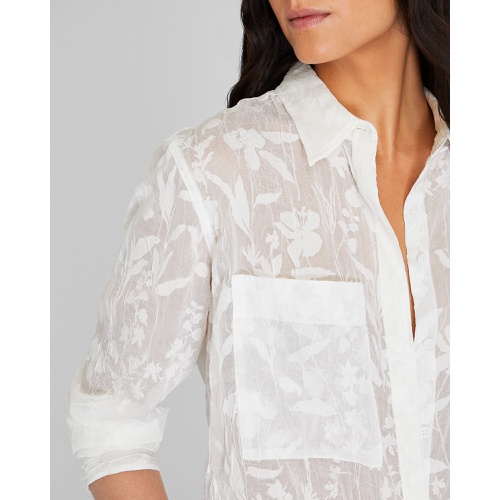 클럽모나코 Sheer Floral Button-Down Shirt