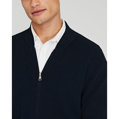 클럽모나코 Ribbed Cotton Boucle Full-Zip Sweater