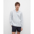 Camp Collar Striped Linen Shirt