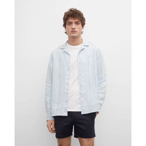 클럽모나코 Camp Collar Striped Linen Shirt