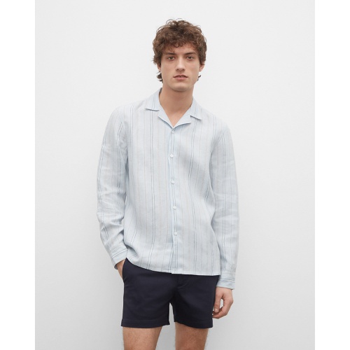 클럽모나코 Camp Collar Striped Linen Shirt