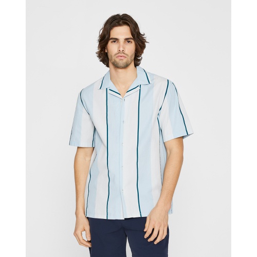 클럽모나코 Short Sleeve Stripe Camp Collar Shirt