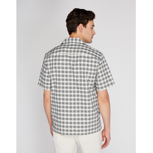 클럽모나코 Short Sleeve Camp Collar Gingham Oxford Shirt