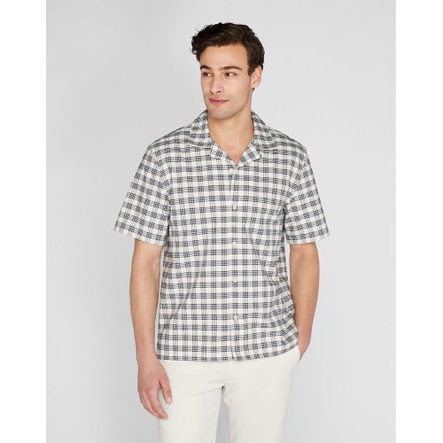 클럽모나코 Short Sleeve Camp Collar Gingham Oxford Shirt