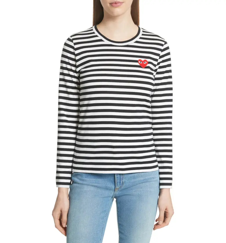 꼼데가르송 Comme des Garcons PLAY Cotton Tee_BLACK/ WHITE
