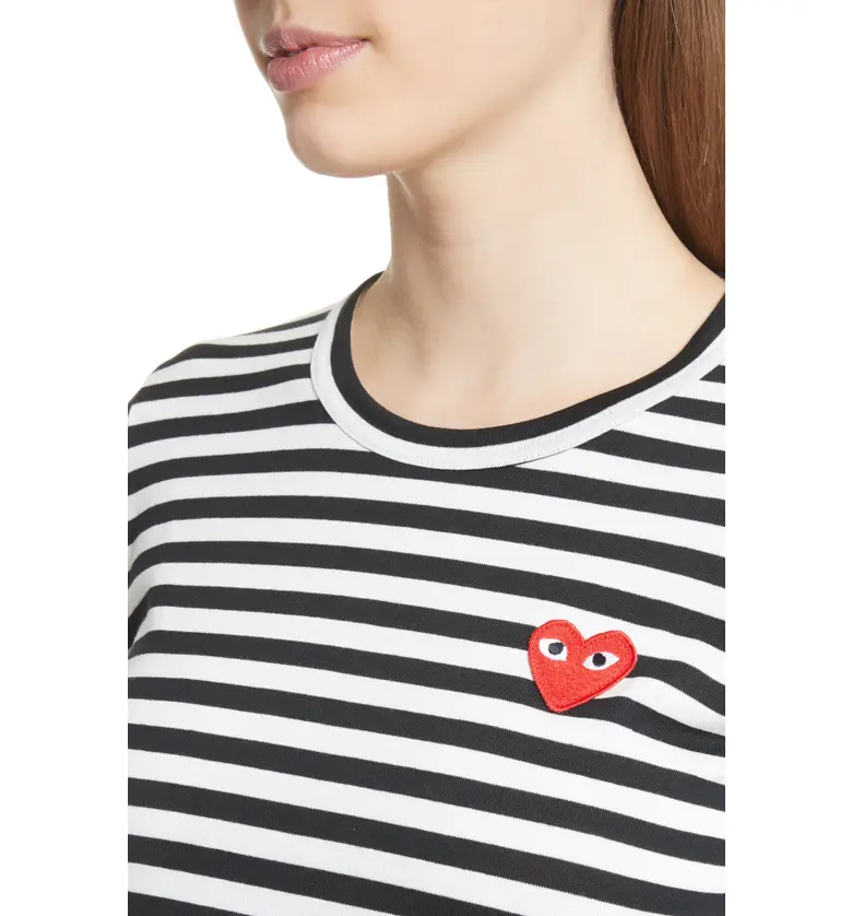 꼼데가르송 Comme des Garcons PLAY Cotton Tee_BLACK/ WHITE