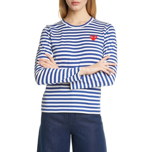 꼼데가르송 Comme des Garcons PLAY Cotton Tee_NAVY/ WHITE