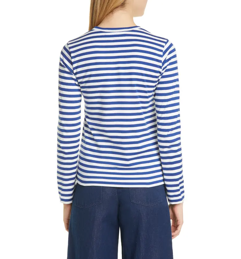 꼼데가르송 Comme des Garcons PLAY Cotton Tee_NAVY/ WHITE