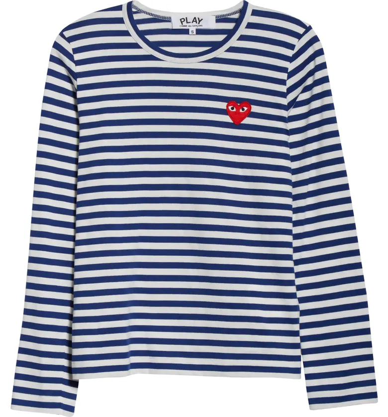 꼼데가르송 Comme des Garcons PLAY Cotton Tee_NAVY/ WHITE