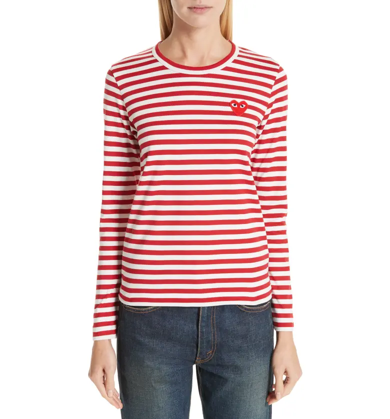 꼼데가르송 Comme des Garcons PLAY Cotton Tee_RED/ WHITE