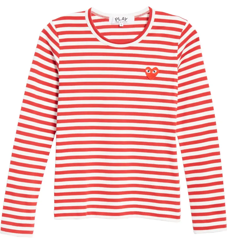 꼼데가르송 Comme des Garcons PLAY Cotton Tee_RED/ WHITE