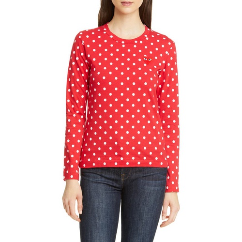 꼼데가르송 Comme des Garcons PLAY Polka Dot Cotton T-Shirt_RED/ WHITE