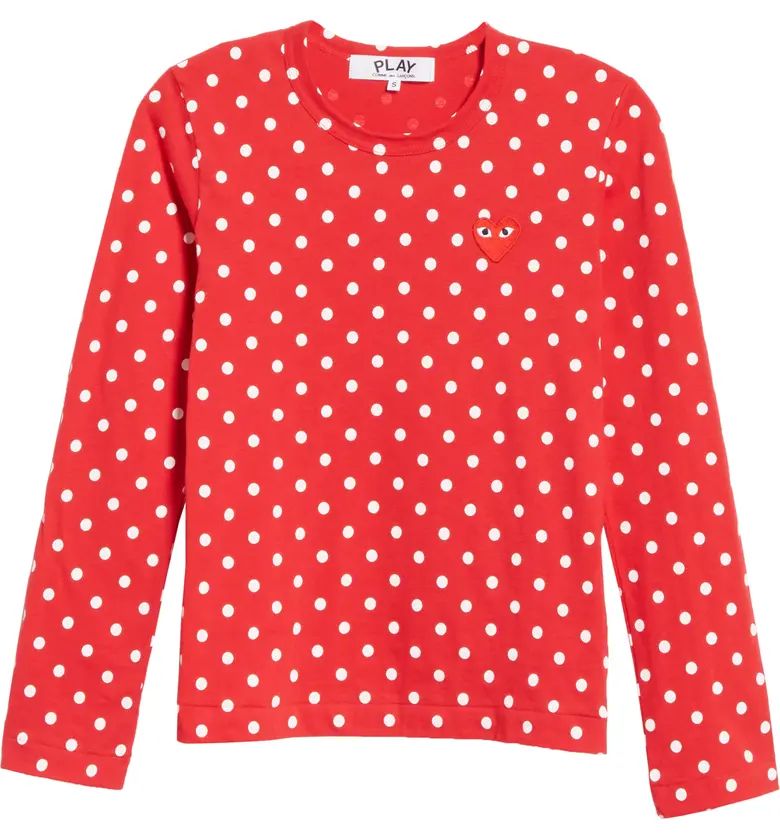 꼼데가르송 Comme des Garcons PLAY Polka Dot Cotton T-Shirt_RED/ WHITE