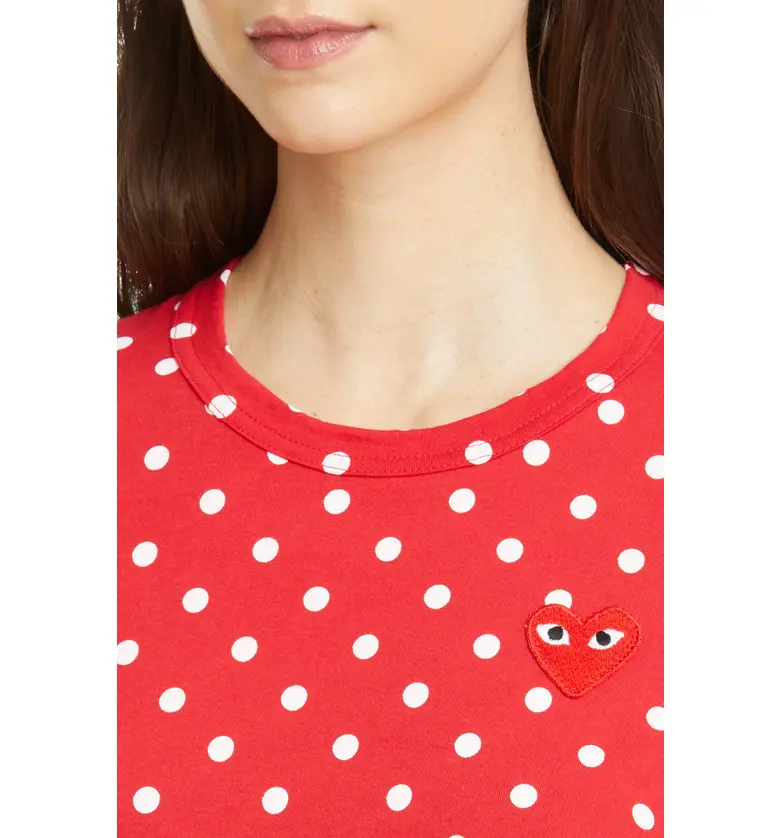 꼼데가르송 Comme des Garcons PLAY Polka Dot Cotton T-Shirt_RED/ WHITE