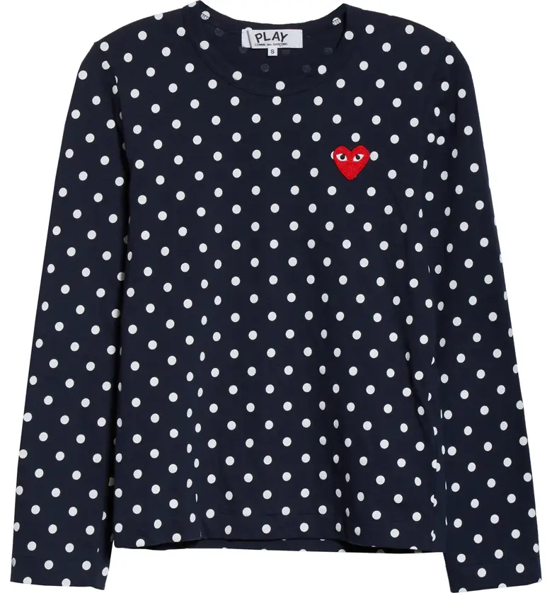 꼼데가르송 Comme des Garcons PLAY Polka Dot Cotton T-Shirt_NAVY/ WHITE