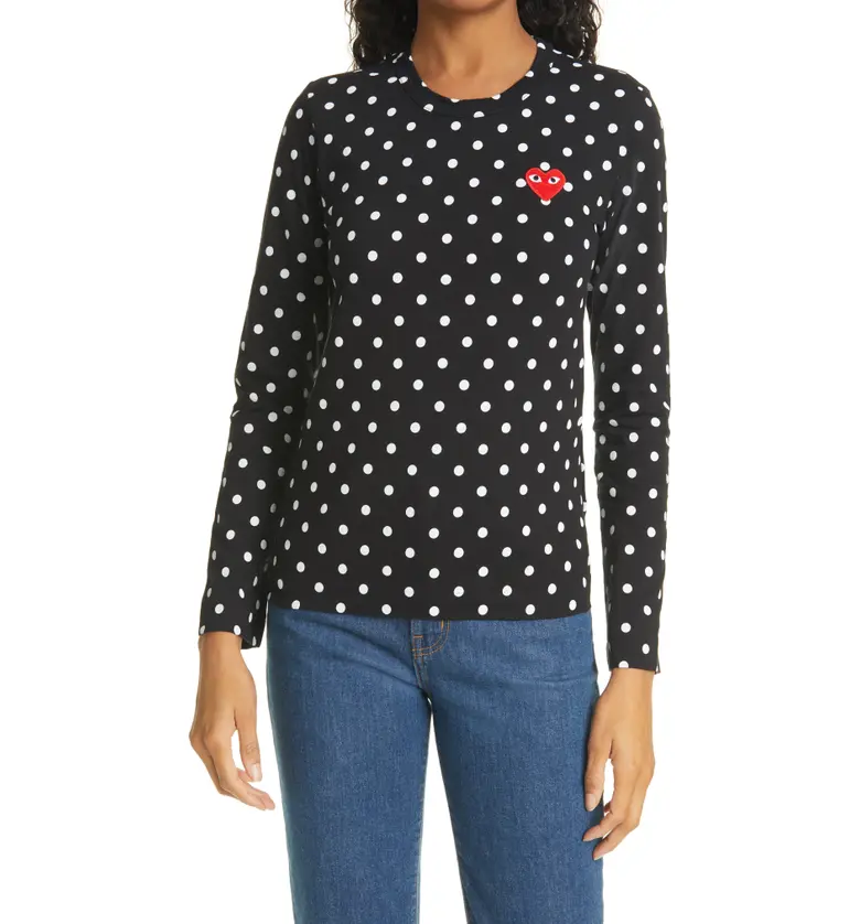 꼼데가르송 Comme des Garcons PLAY Polka Dot Cotton T-Shirt_BLACK