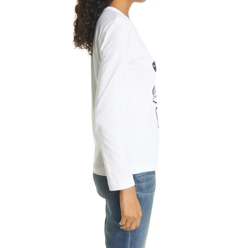 꼼데가르송 Comme des Garcons PLAY Heart Face Graphic Tee_White