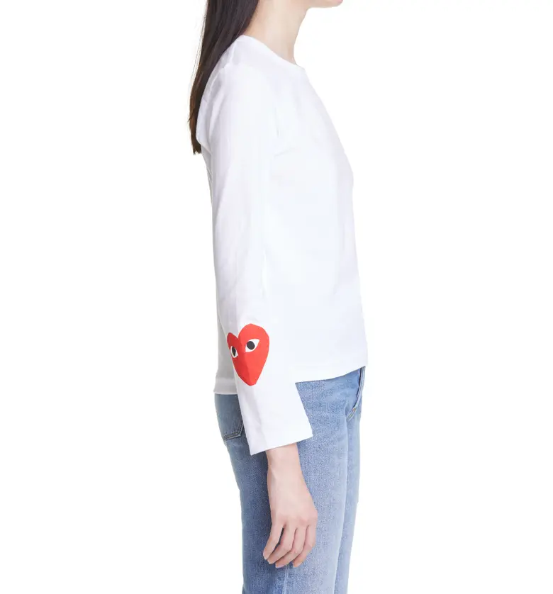 꼼데가르송 Comme des Garcons PLAY Heart Face Graphic Tee_WHITE