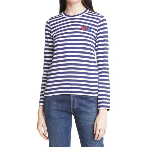 꼼데가르송 Comme des Garcons PLAY Stripe T-Shirt_NAVY