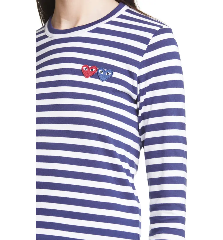 꼼데가르송 Comme des Garcons PLAY Stripe T-Shirt_NAVY