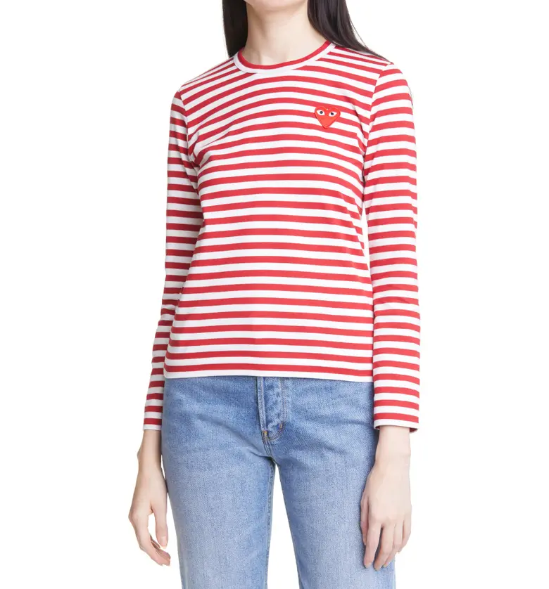 꼼데가르송 Comme des Garcons PLAY Cotton T-Shirt_4-RED/WHITE