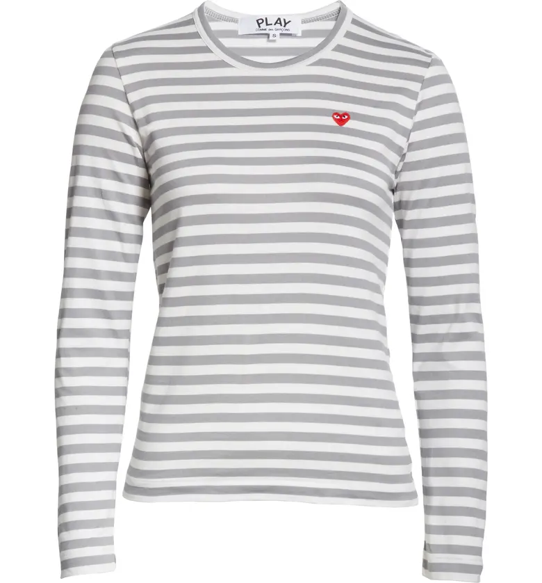꼼데가르송 Comme des Garcons PLAY Stripe Cotton Tee_Grey