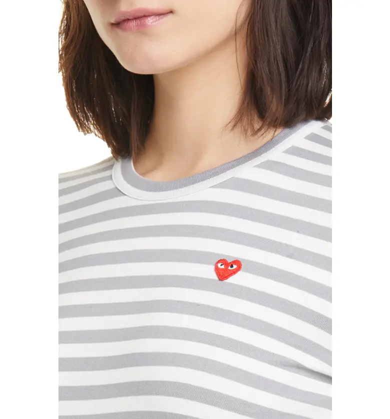 꼼데가르송 Comme des Garcons PLAY Stripe Cotton Tee_Grey