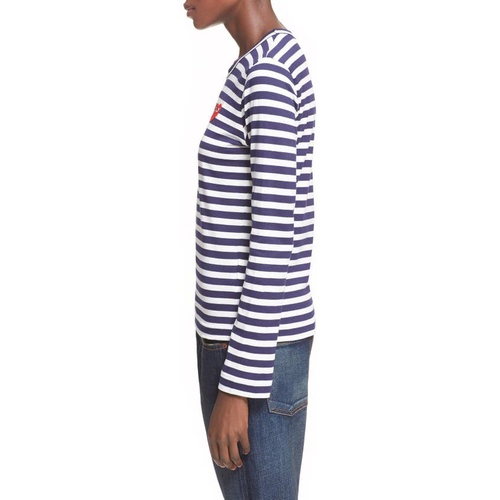 꼼데가르송 Comme des Garcons PLAY Stripe T-Shirt_NAVY/ WHITE