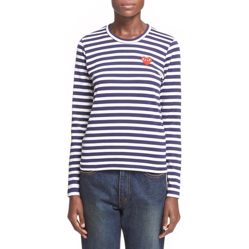 꼼데가르송 Comme des Garcons PLAY Stripe T-Shirt_NAVY/ WHITE