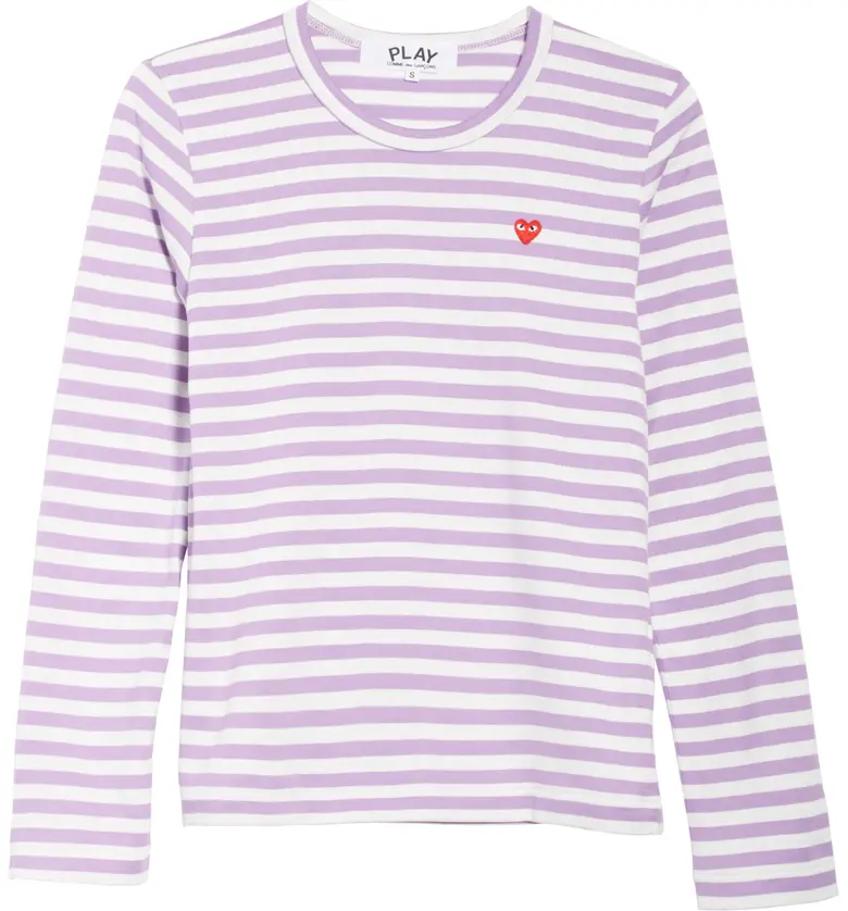 꼼데가르송 Comme des Garcons PLAY Stripe Long Sleeve T-Shirt_PURPLE