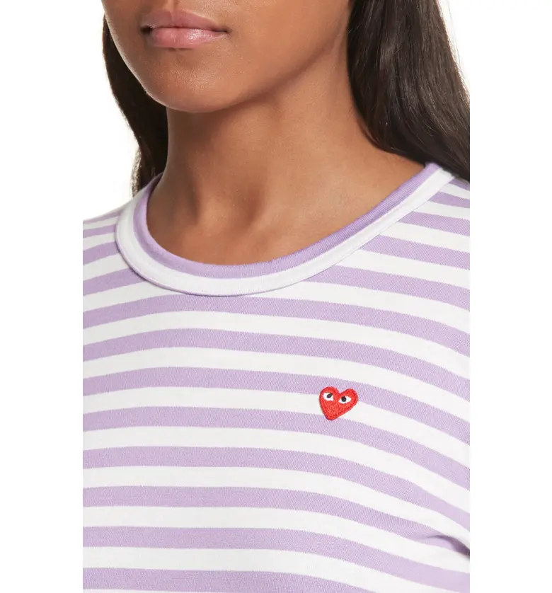 꼼데가르송 Comme des Garcons PLAY Stripe Long Sleeve T-Shirt_PURPLE