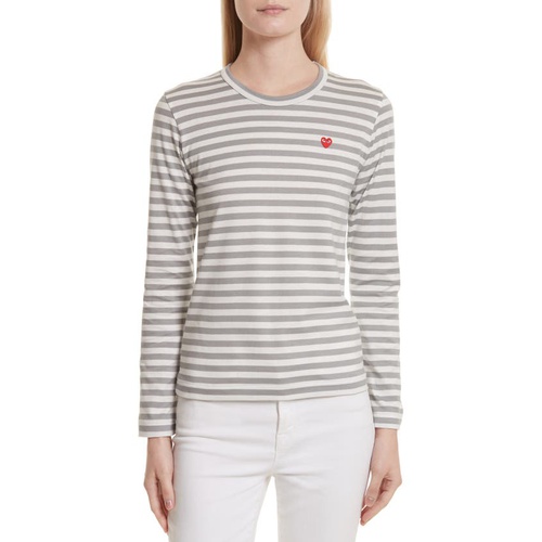 꼼데가르송 Comme des Garcons PLAY Stripe Long Sleeve T-Shirt_Grey