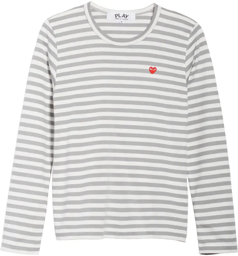 꼼데가르송 Comme des Garcons PLAY Stripe Long Sleeve T-Shirt_Grey