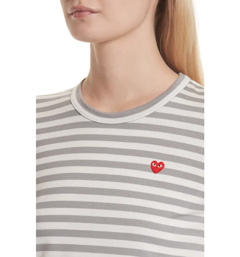 꼼데가르송 Comme des Garcons PLAY Stripe Long Sleeve T-Shirt_Grey