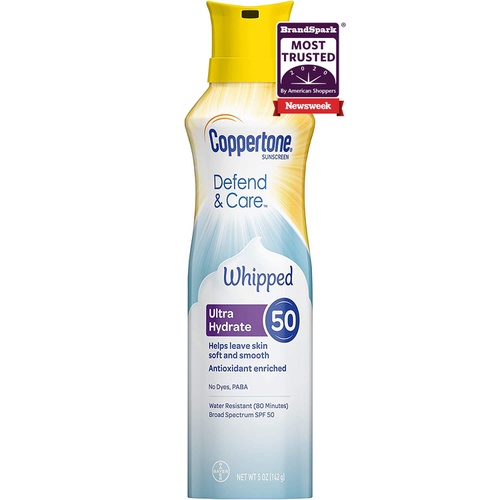  Coppertone Defend & Care Ultra Hydrate Whipped Sunscreen Lotion Broad Spectrum SPF 50 (5 Ounce) (Packaging may vary)