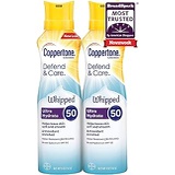 Coppertone Defend & Care Ultra Hydrate Sunscreen Whipped Lotion SPF 50 Multipack (5 Ounce Bottle, Pack of 2)