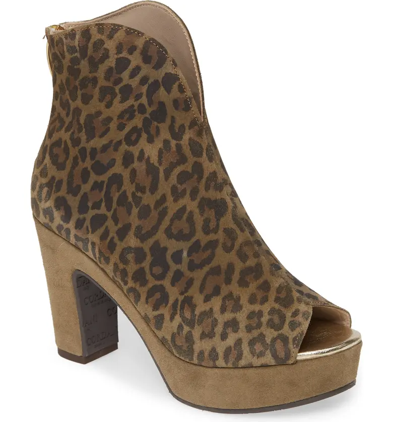 Cordani Tabbi Peep Toe Bootie_GREEN CHEETAH SUEDE