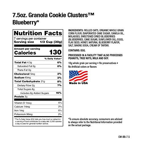  Crazy Monkey Baking Granola Clusters - Whole Grain Granola Bites for Cereal, Yogurt Topper and Snacking - Blueberry, 7.5 Ounce Bag