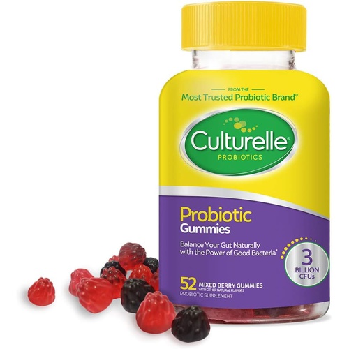  Culturelle Daily Probiotic Gummies for Women & Men, Berry Flavor, 52 Count, Naturally-Sourced Daily Probiotic + Prebiotic for Digestive Health, Non-GMO & Vegan