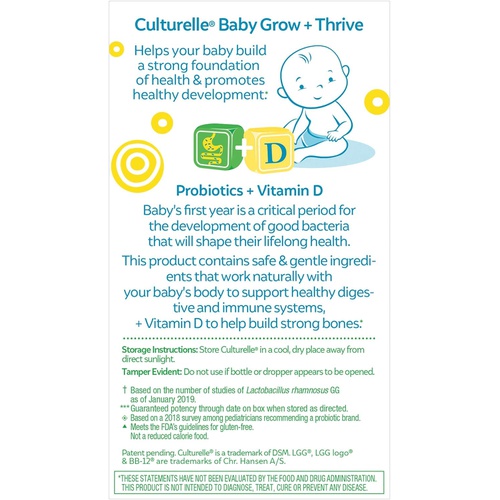  Culturelle Baby Immune & Digestive Support Probiotic (Ages 0-12 mo), 9ml Bottle, Probiotic with Vitamin D Helps Support Immune, Digestive & Bone Health in Babies, Infants & Newborn