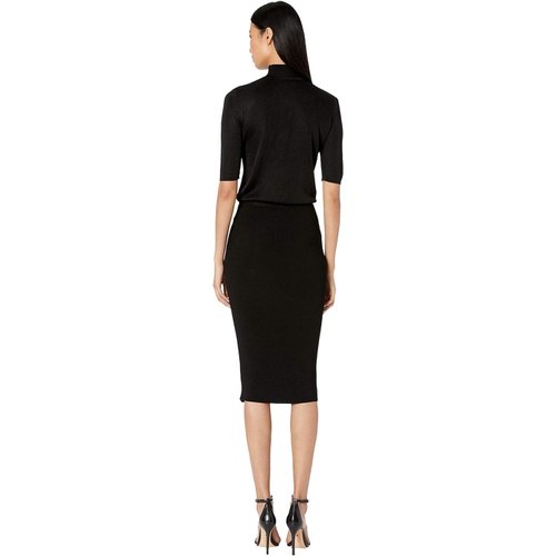  Cushnie Short Sleeve Mock Neck Knit Pencil Dress