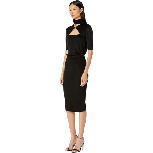  Cushnie Short Sleeve Mock Neck Knit Pencil Dress