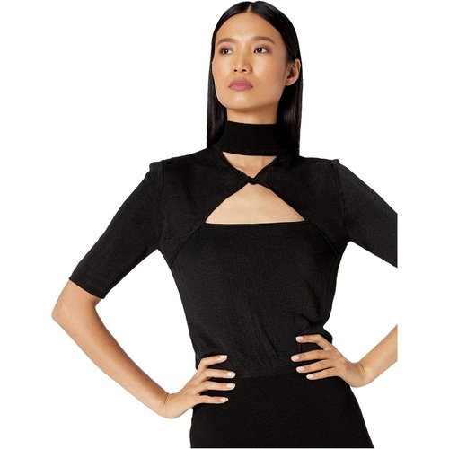  Cushnie Short Sleeve Mock Neck Knit Pencil Dress