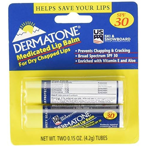  Dermatone Medicated Lip Balm SPF 30, 0.15-Ounce, 2 Count