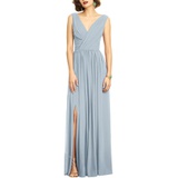 Dessy Collection Surplice Ruched Chiffon Gown_MIST