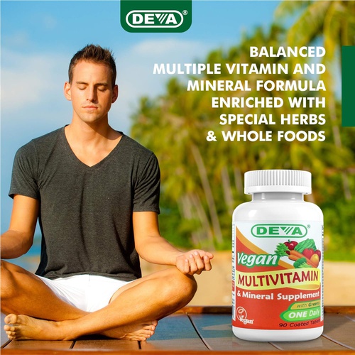  Deva Vegan Multivitamin & Mineral Supplement - Vegan Formula with Green Whole Foods, Veggies, and Herbs - High Potency - Manufactured in USA and 100% Vegan - 90 Count (Pack of 2)